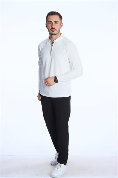 Yarım Fermuar Düz Selanik Sweat 026 Beyaz