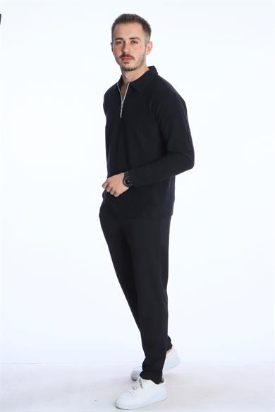 Yarım Fermuar Düz Selanik Sweat 026 Siyah