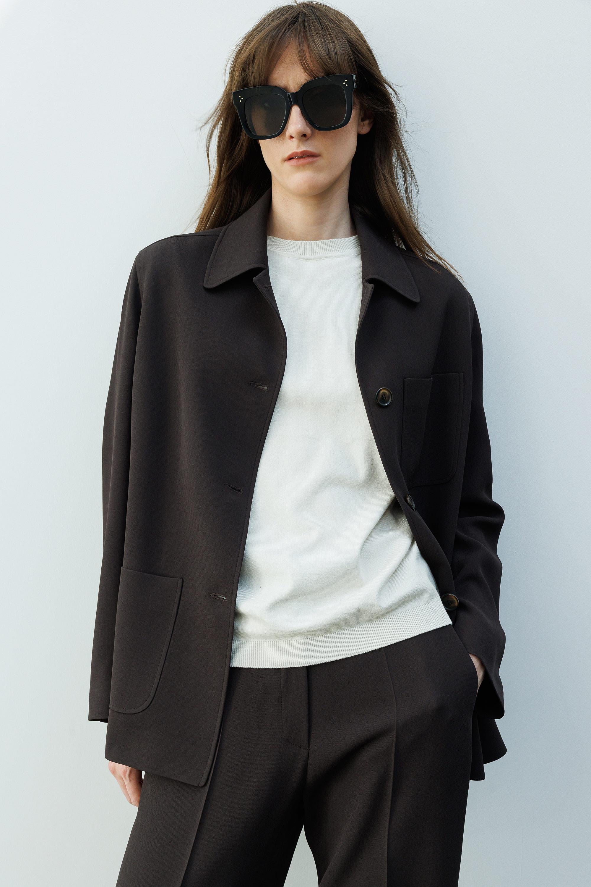 Dıştan Cepli Oversize Ceket