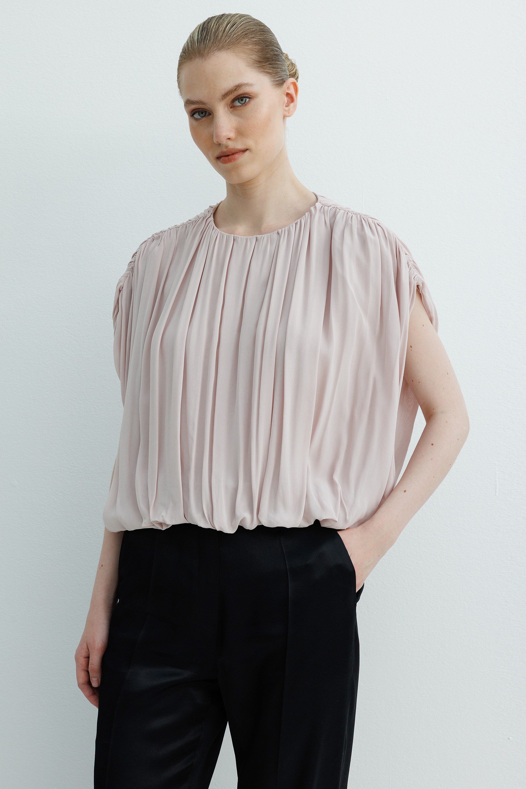 Drapeli Şifon Bluz