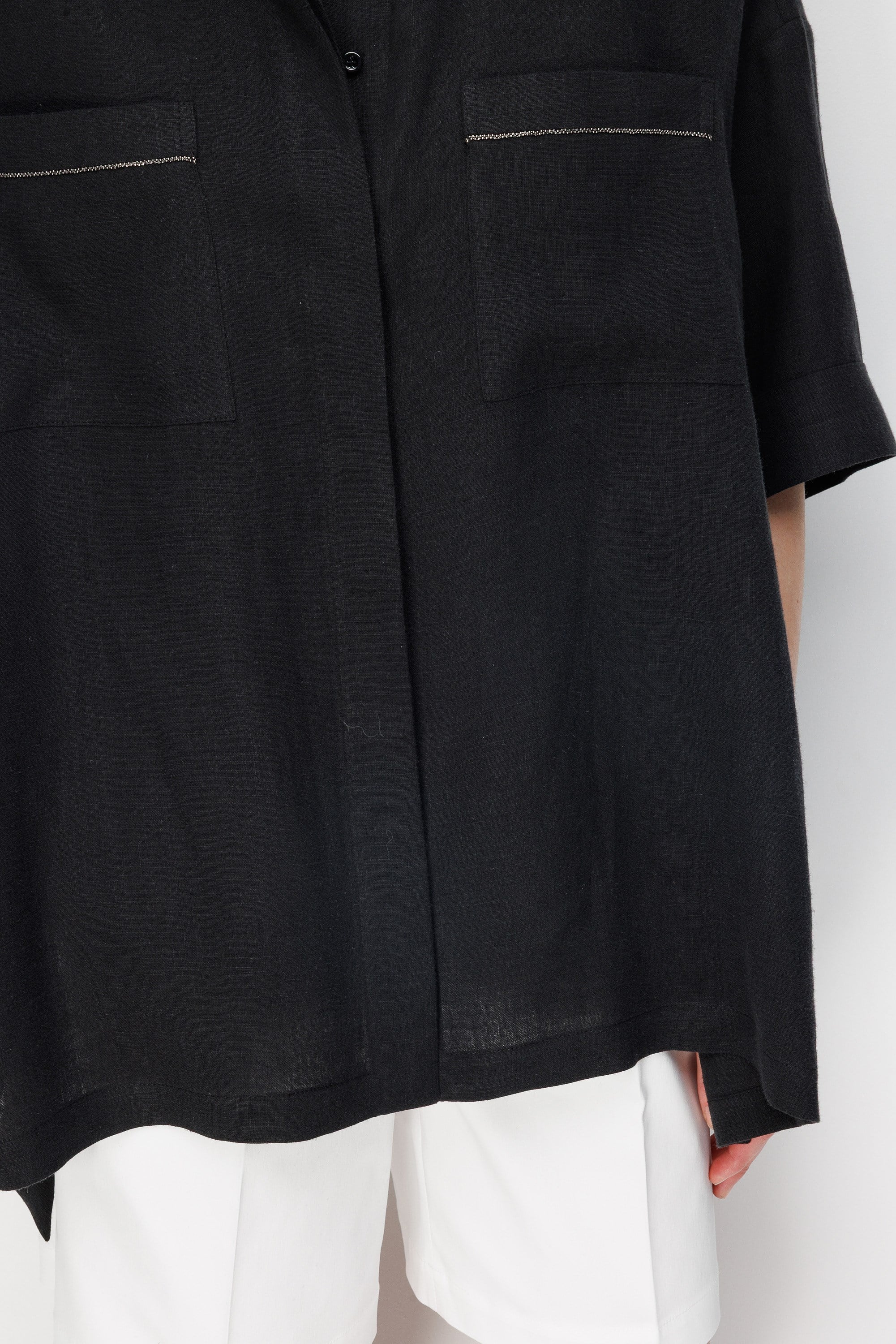 Düşük Kol Oversize Keten Bluz