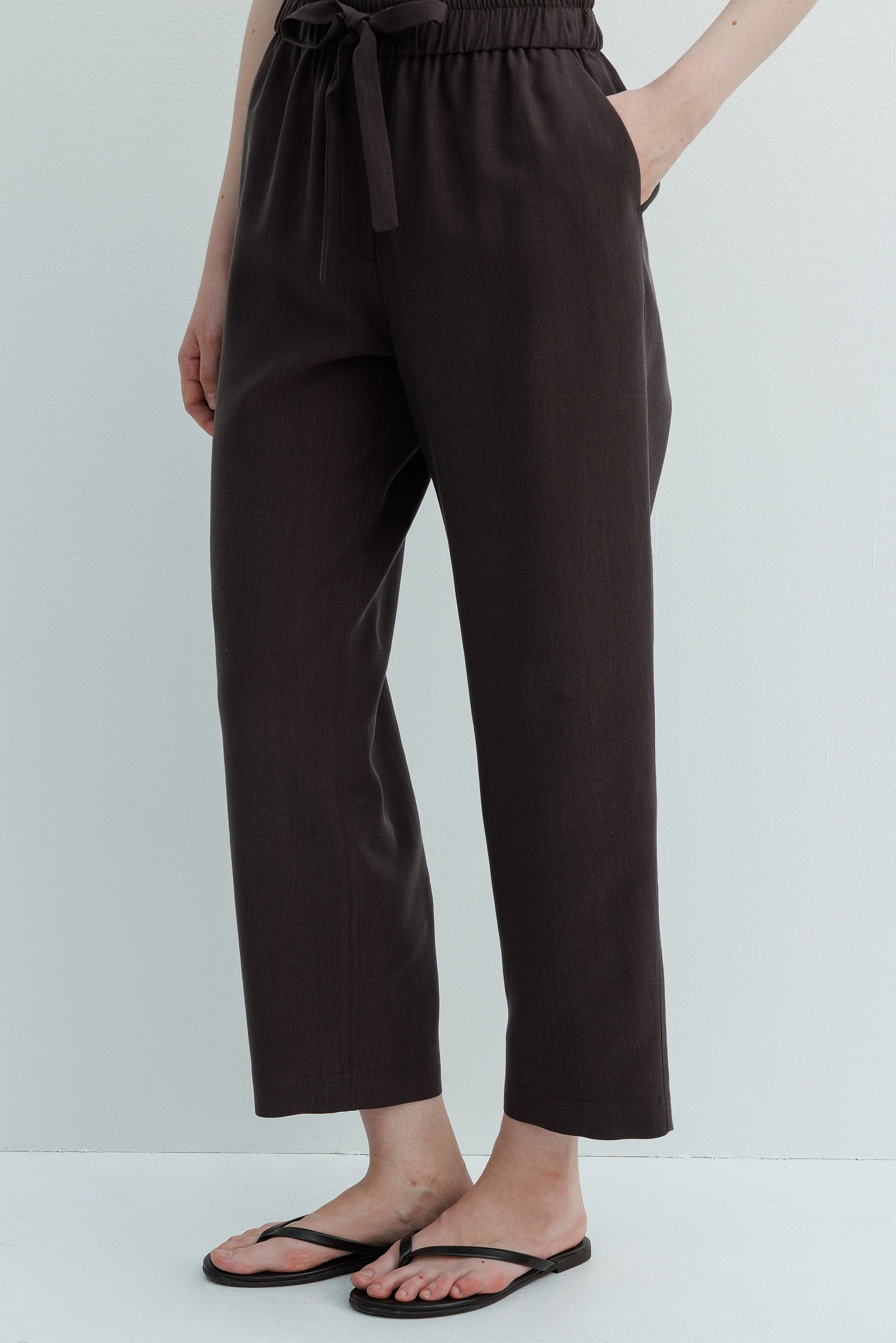 Elastan Kemerli Bağcıklı Pantolon