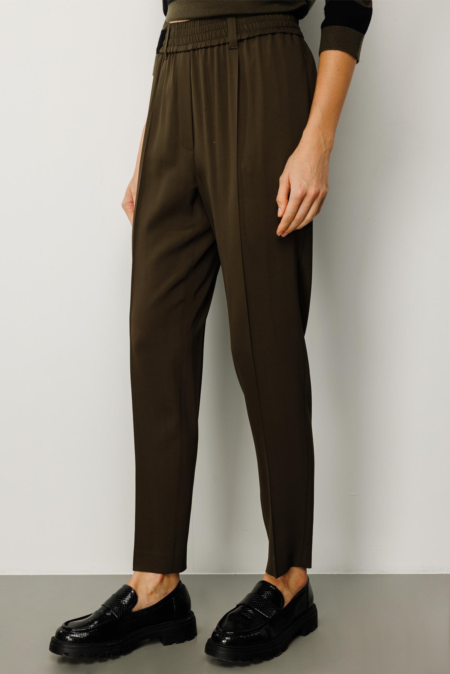 Elastan Kemerli Dar Paça Pantolon