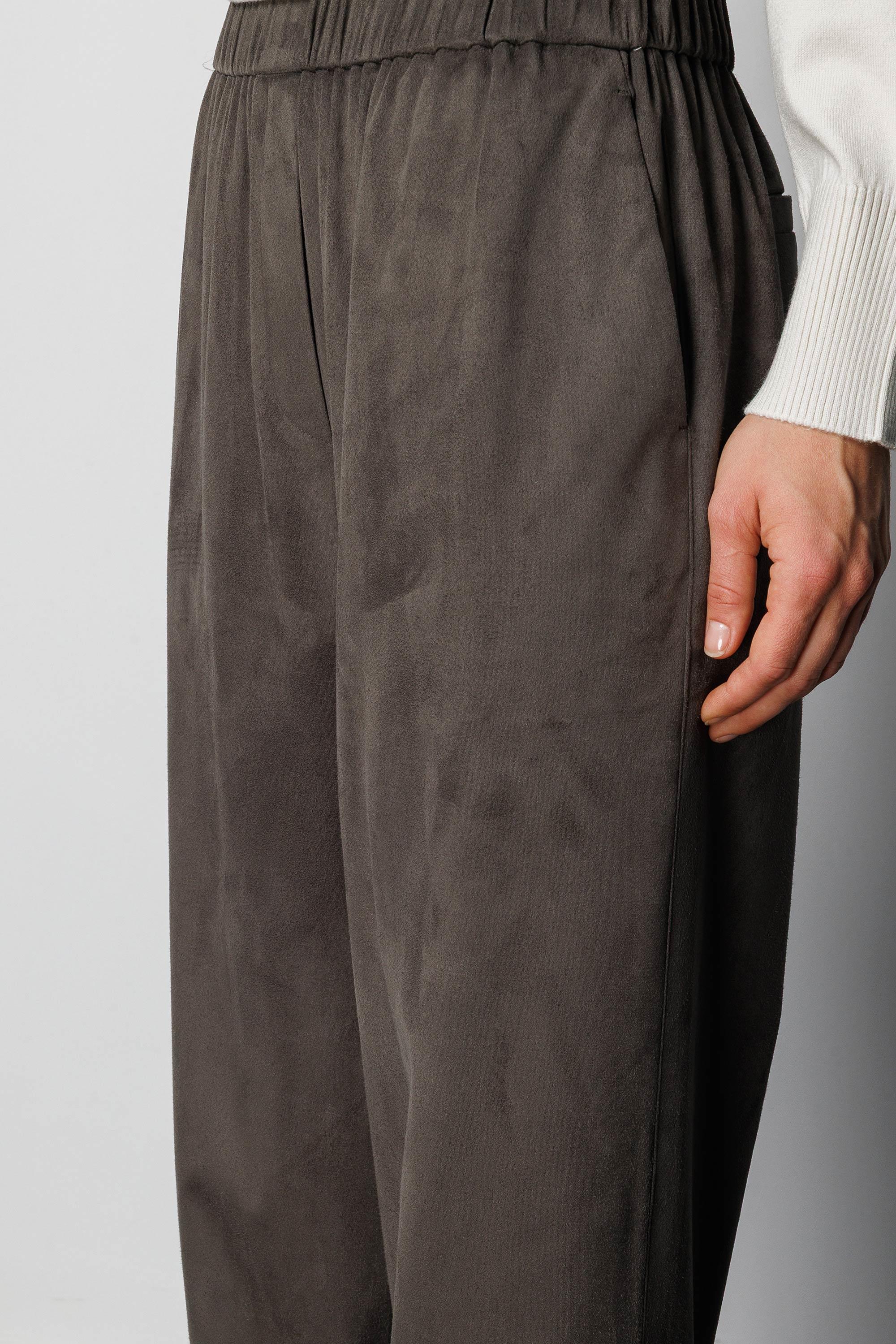 Elastan Kemerli Güderi Görünümlü Pantolon