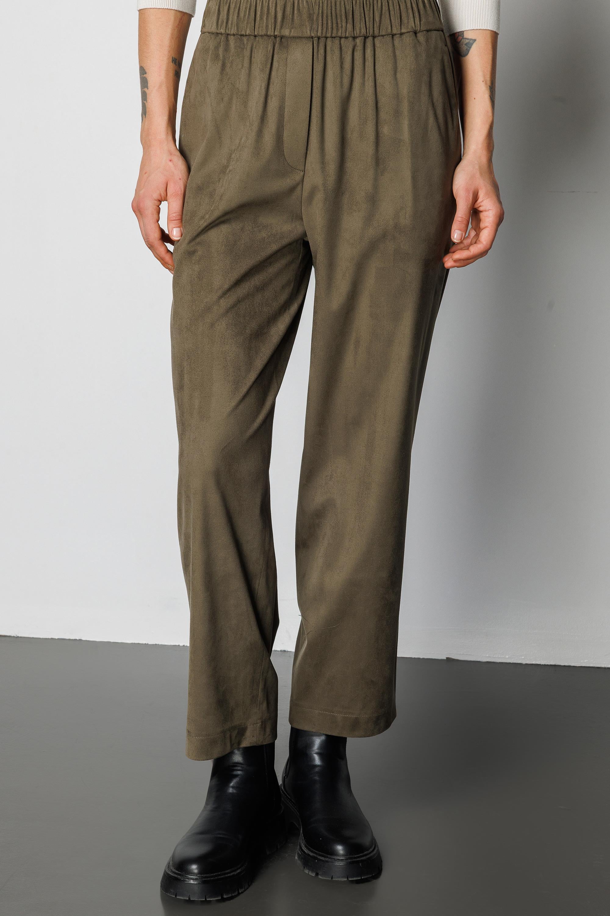 Elastan Kemerli Güderi Görünümlü Pantolon