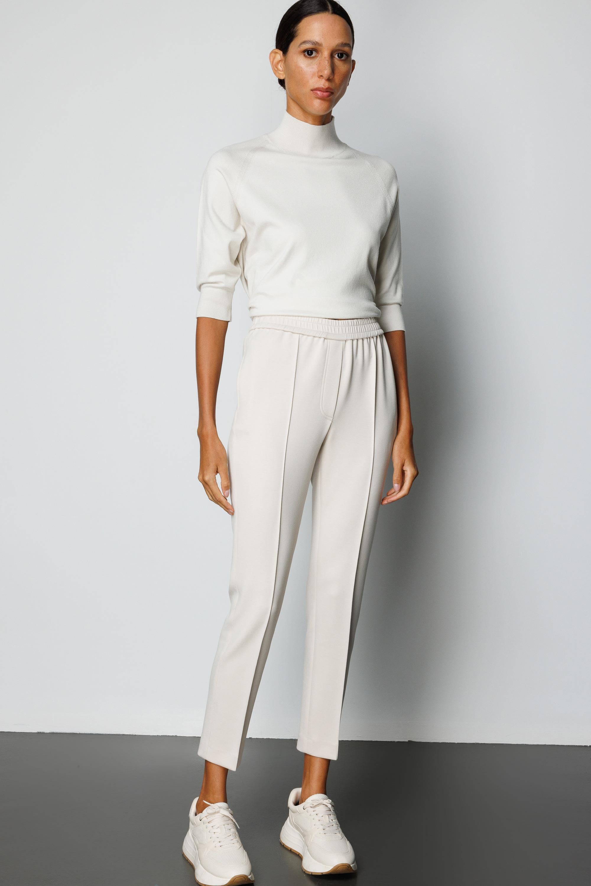 Elastan Kemerli Önden Dikişli Sweat Pantolon