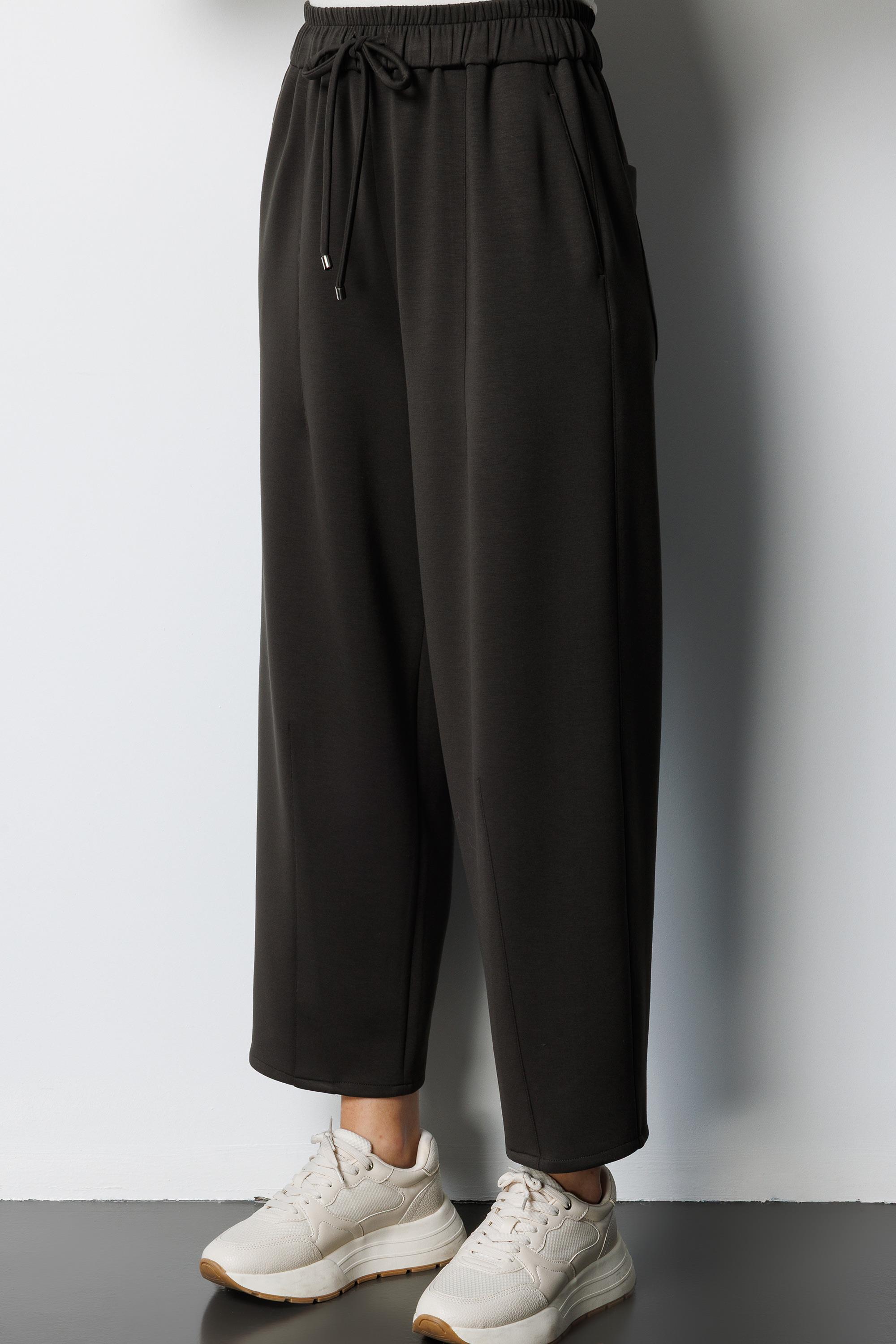 Elastan Kemerli Pensli Sweat Pantolon