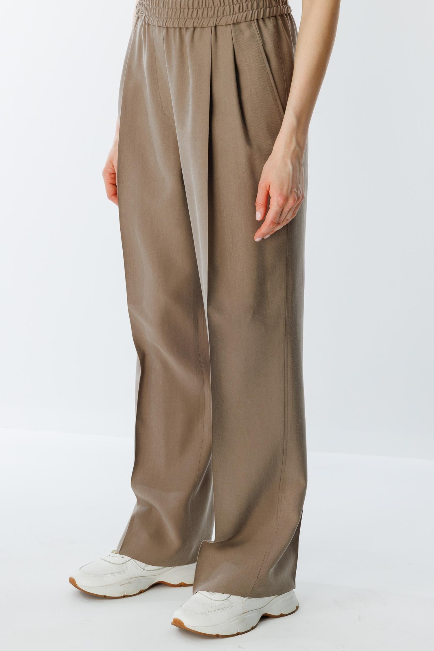 Elastan Kemerli Pileli Pantolon