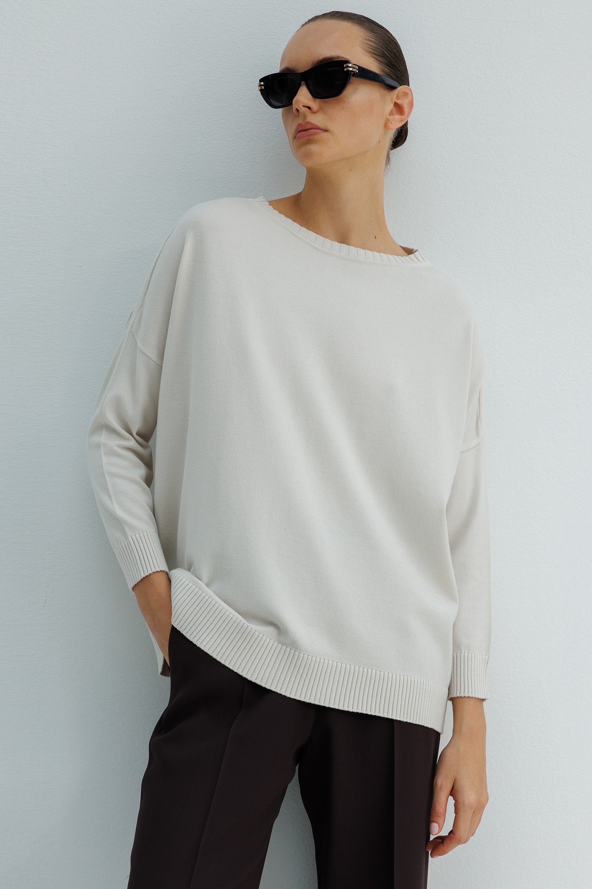 Kayık Yaka Oversize Triko
