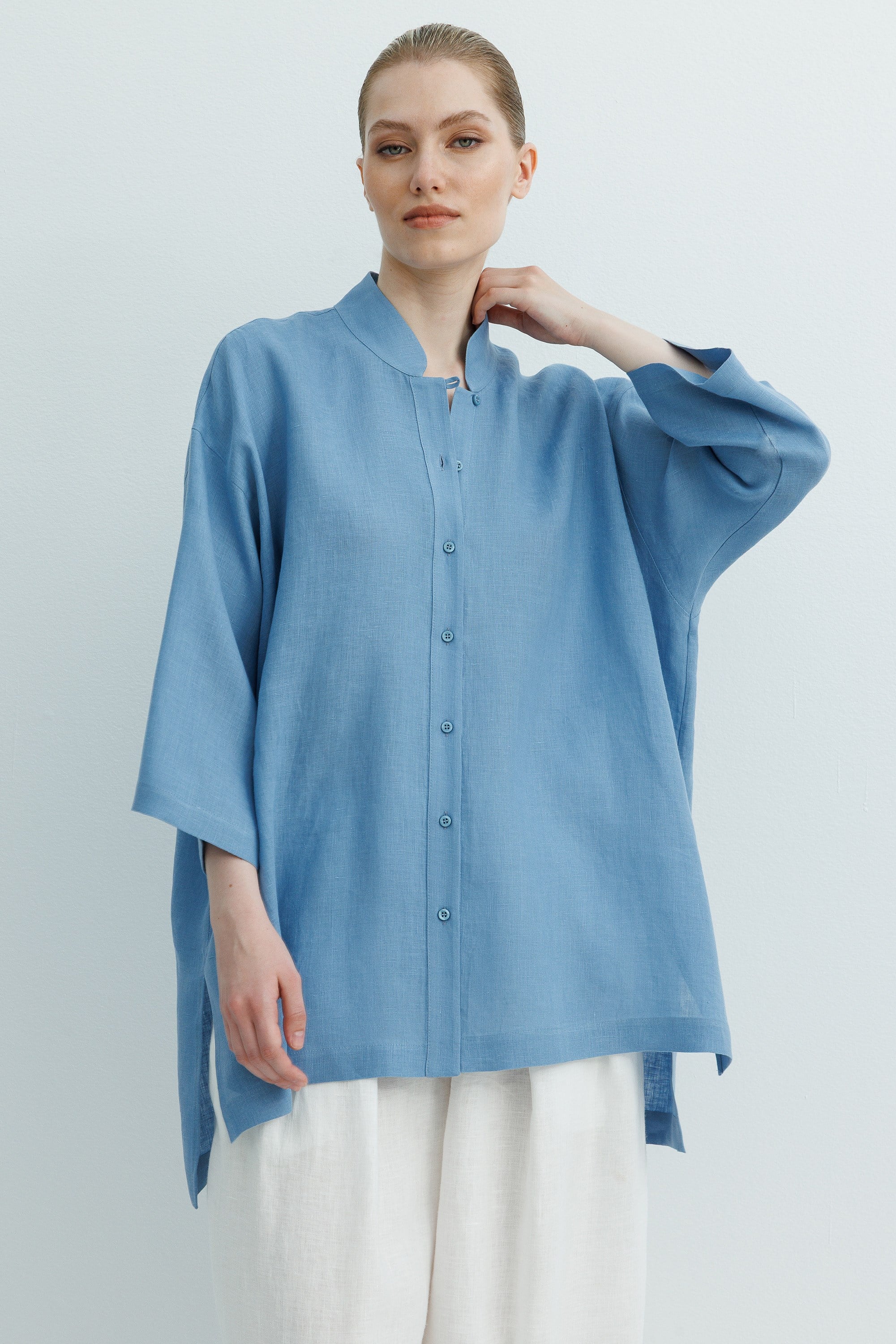 Kimono Yaka Uzun Gömlek