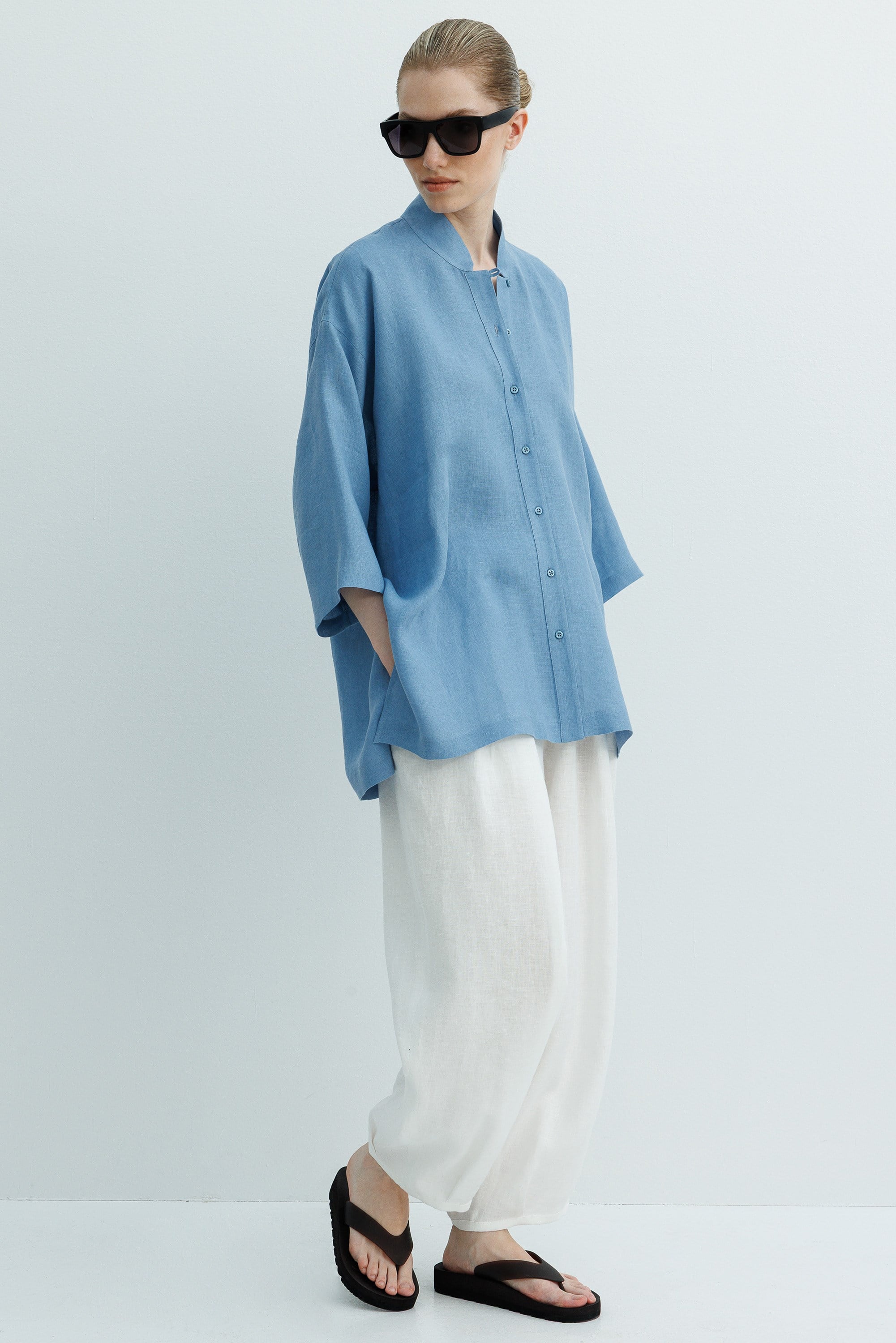 Kimono Yaka Uzun Gömlek