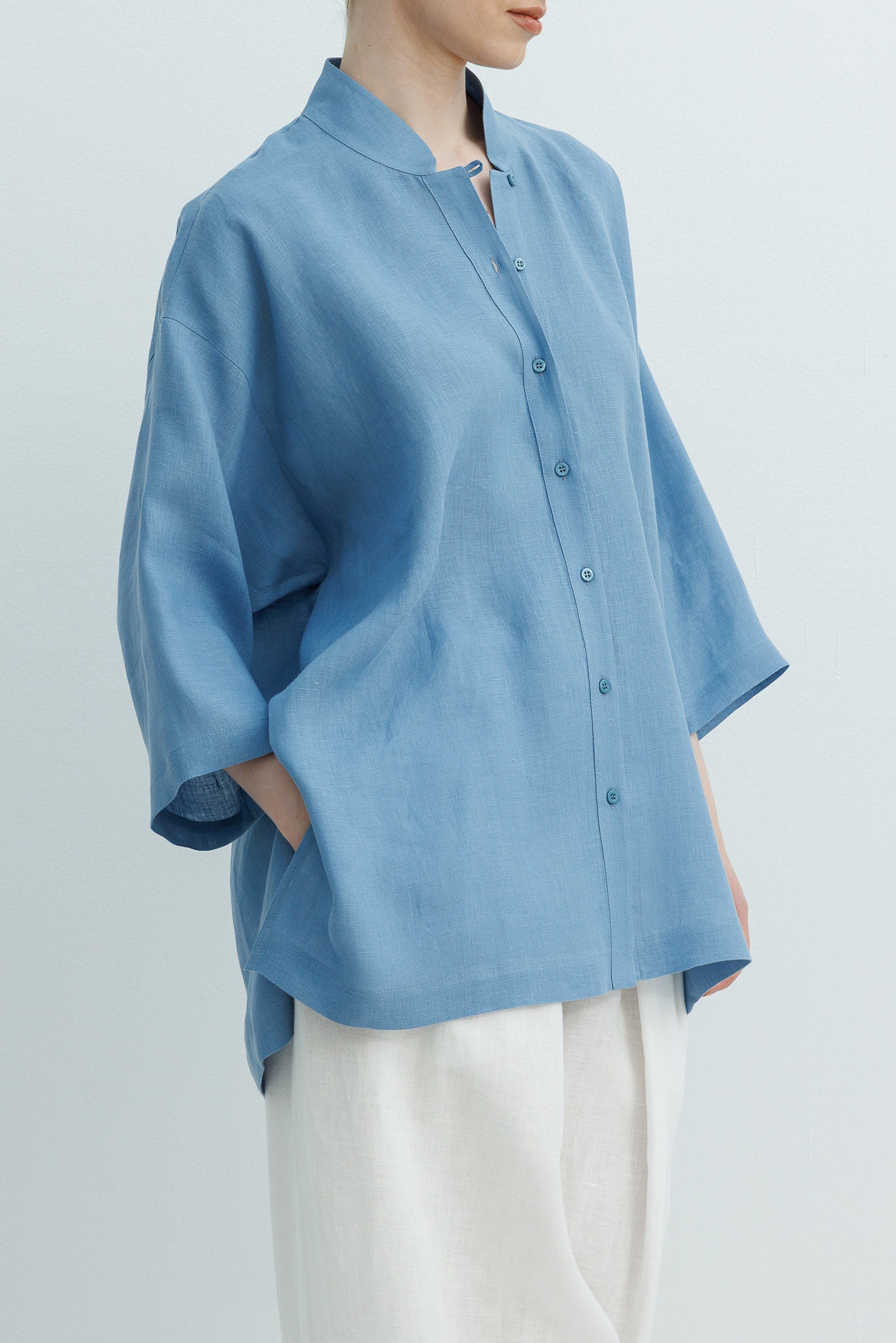 Kimono Yaka Uzun Gömlek