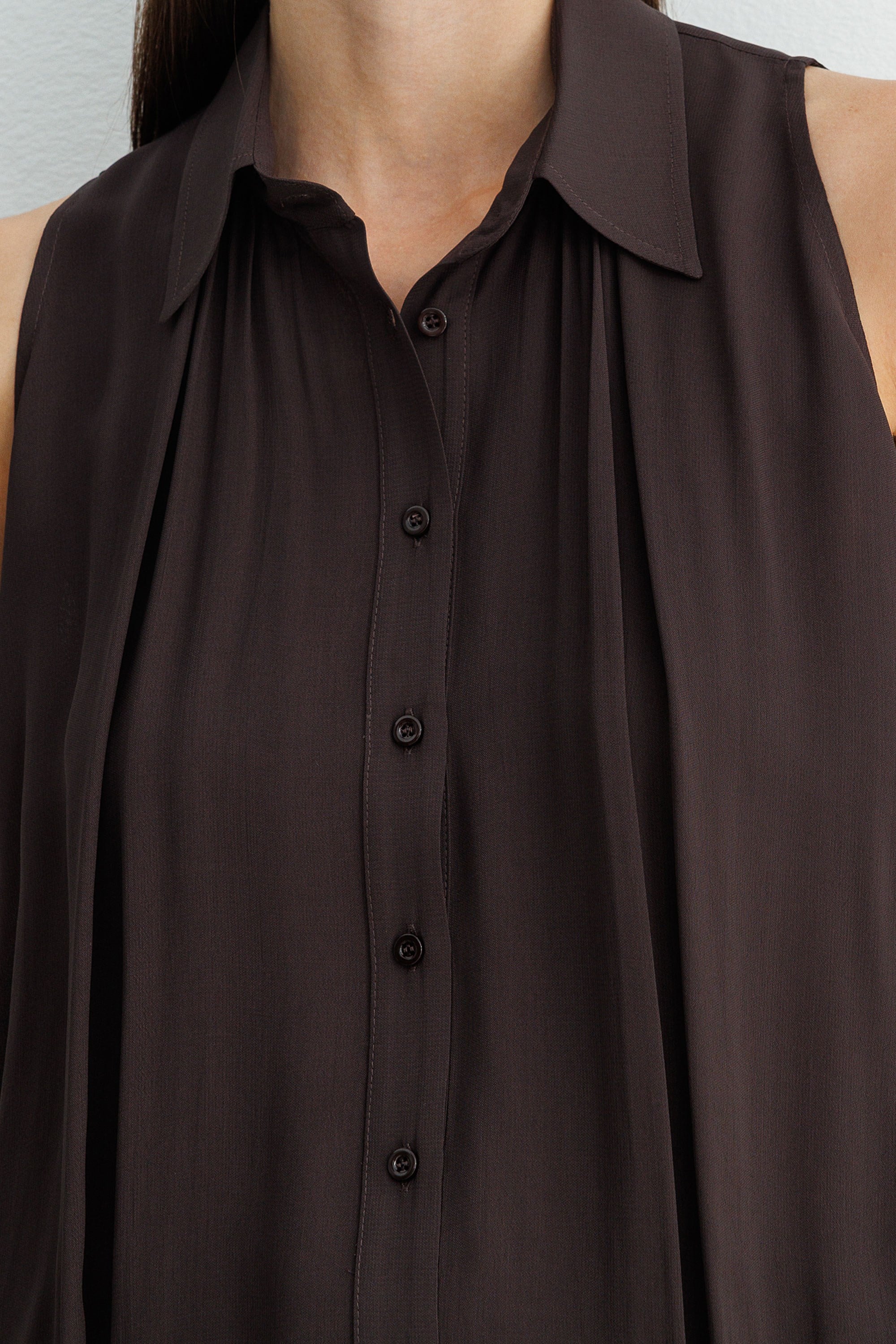 Kolsuz Drapeli Şifon Bluz