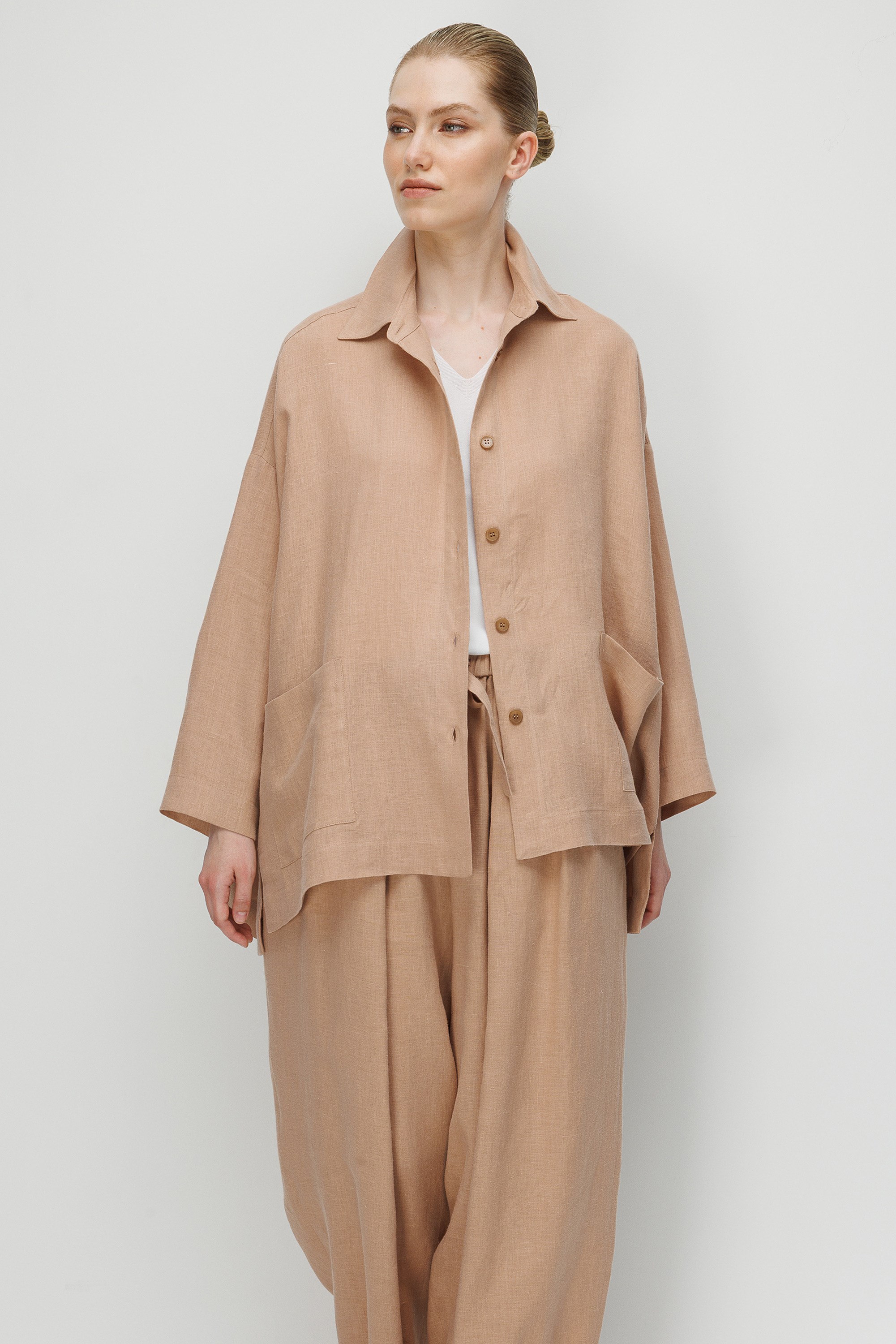 Oversize Cepli Keten Ceket