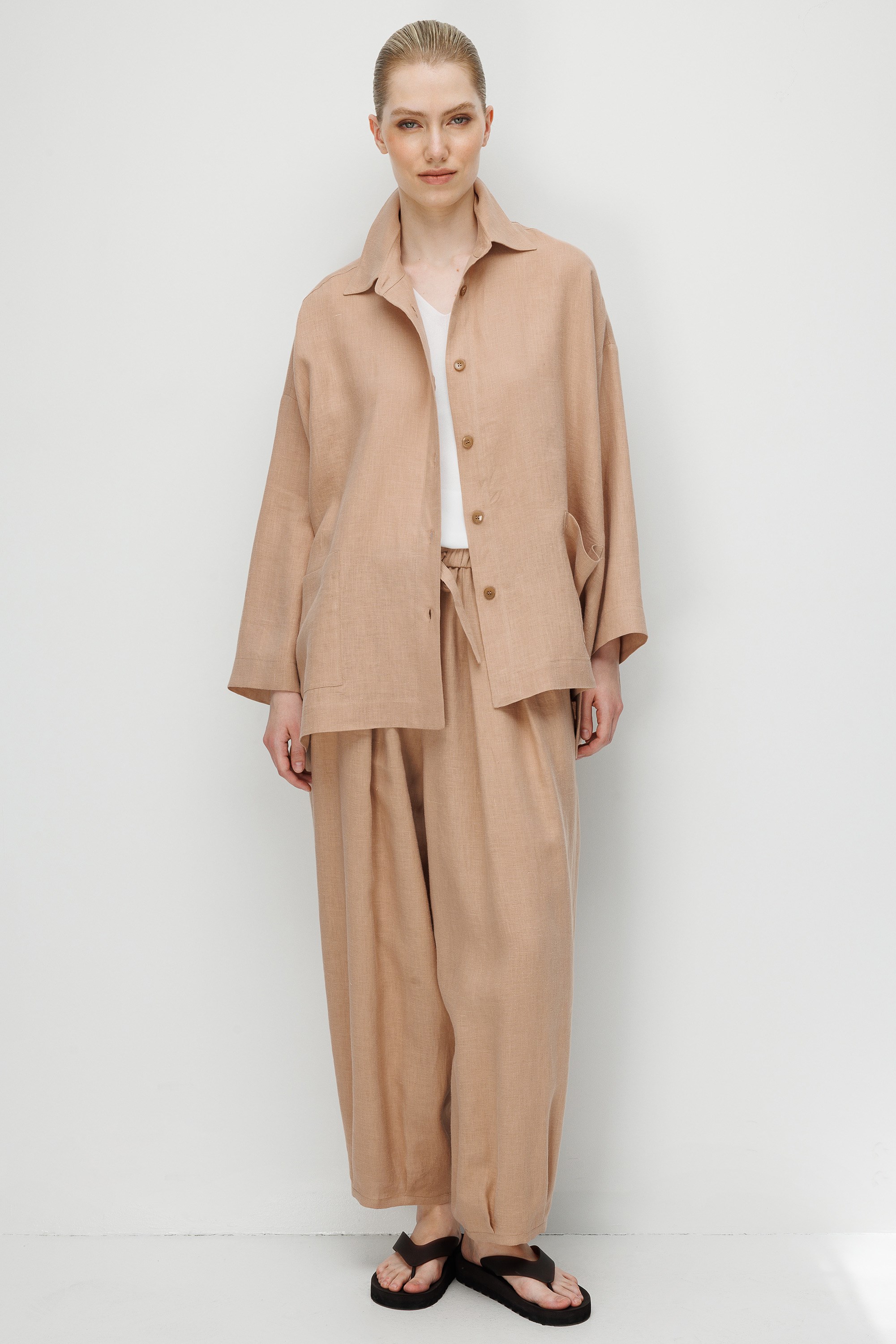 Oversize Cepli Keten Ceket