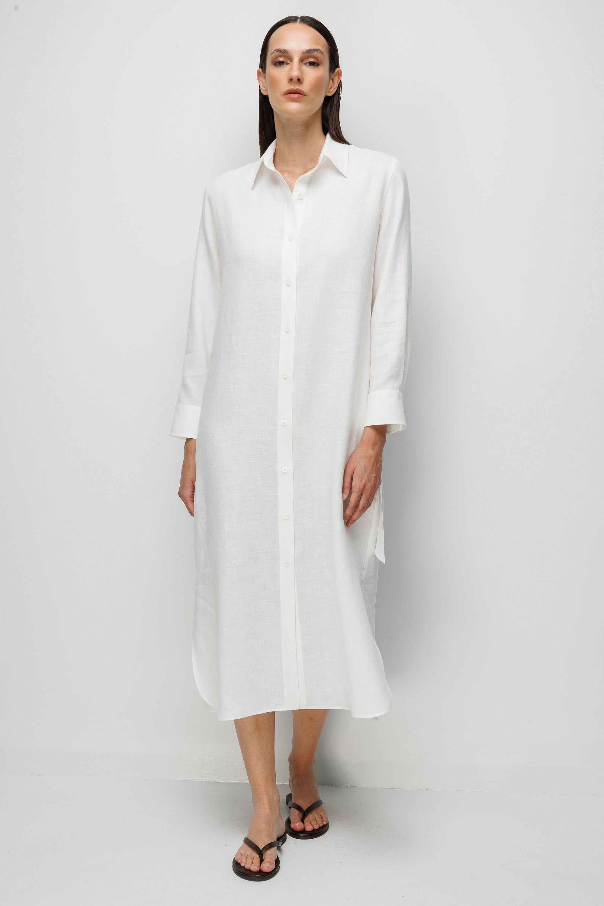 Uzun Kol Keten Elbise