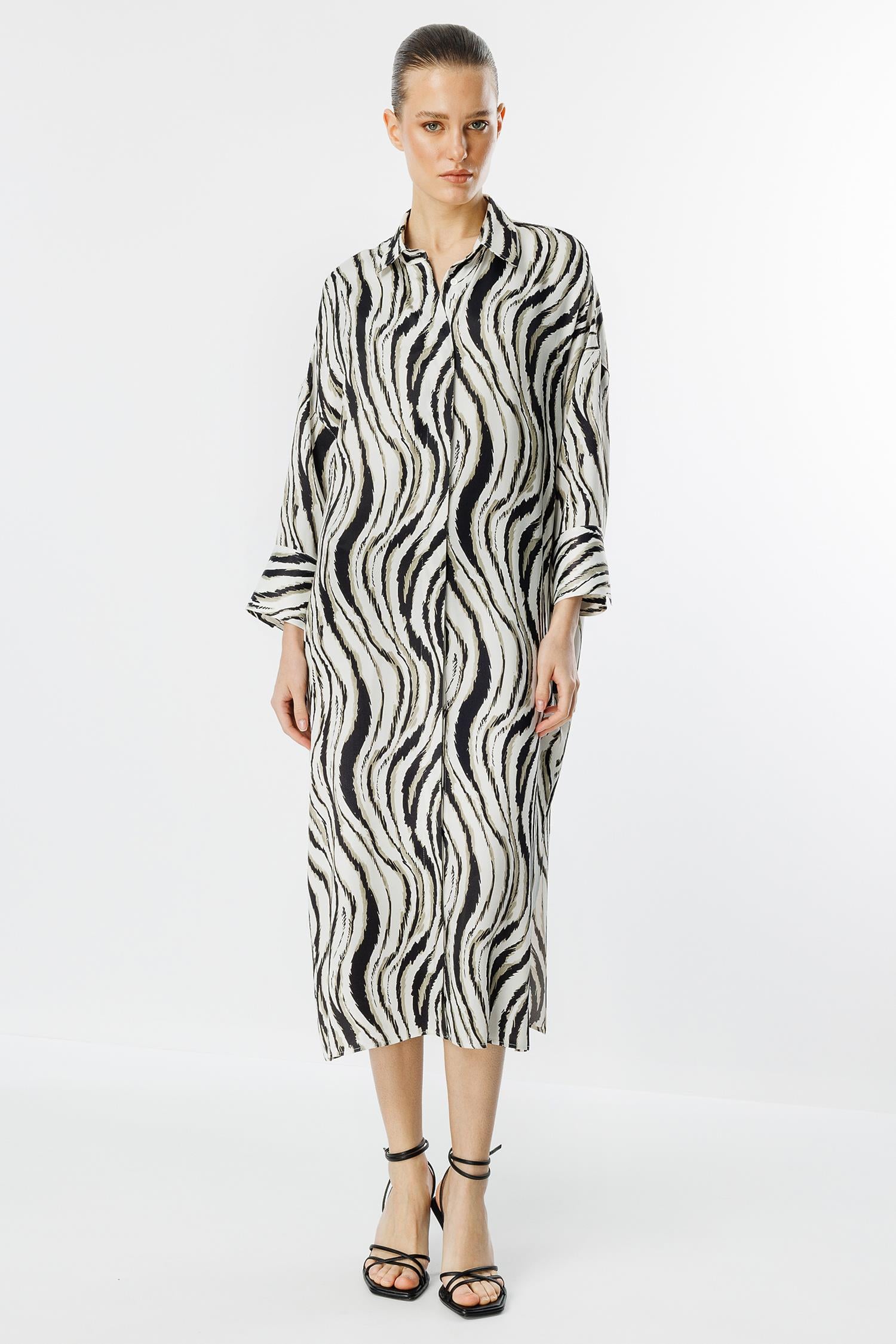 Zebra Desen Gömlek Elbise