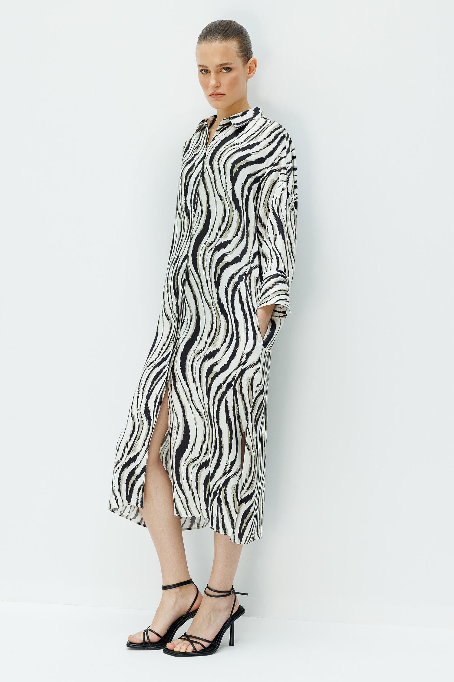 Zebra Desen Gömlek Elbise