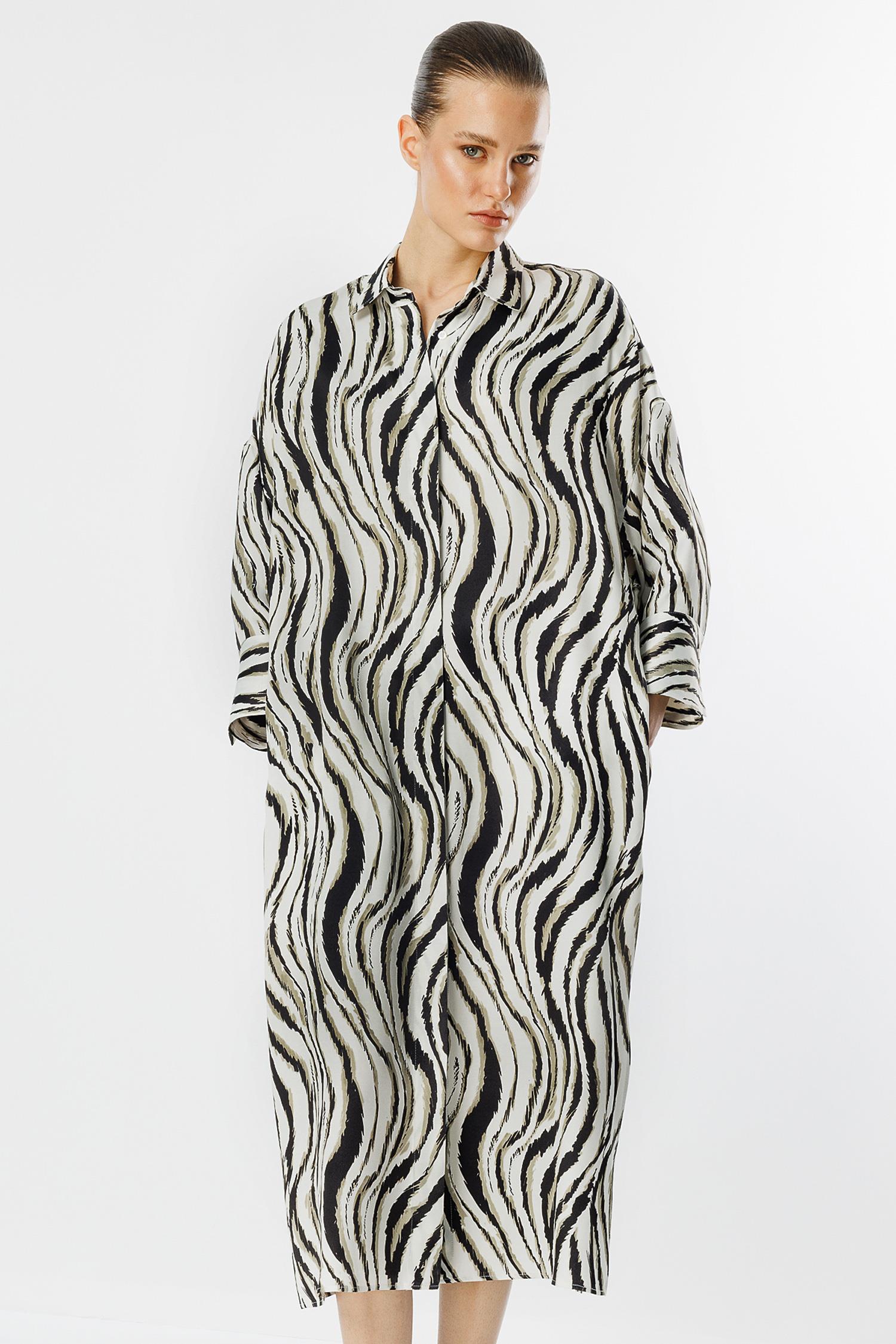 Zebra Desen Gömlek Elbise