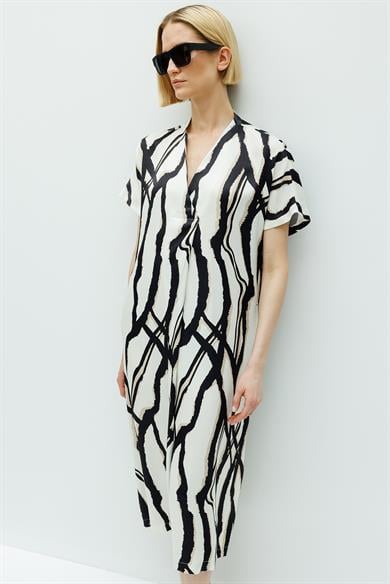 Anvelop Yaka Midi Elbise