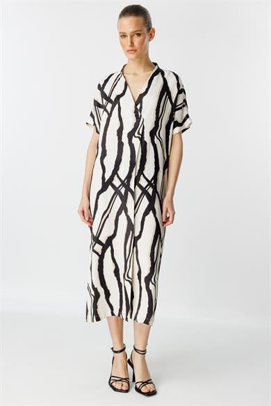 Anvelop Yaka Midi Elbise