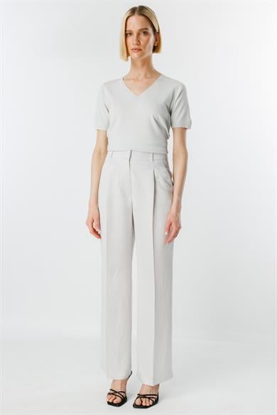 Bol Kesim Pileli Pantolon