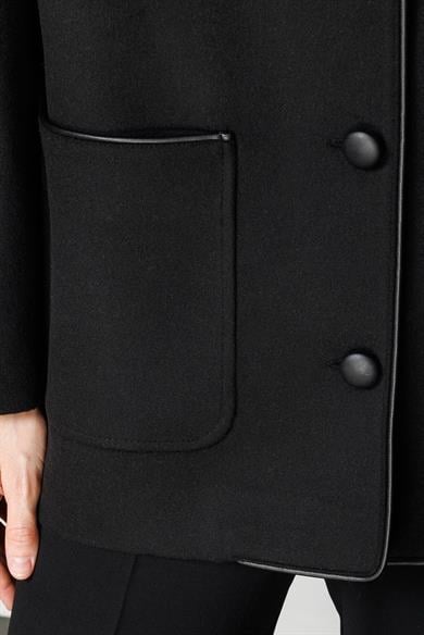 Deri Yakalı Dıştan Cepli Cup