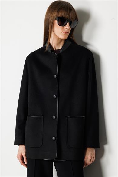 Deri Yakalı Dıştan Cepli Cup