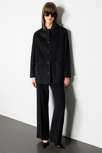 Deri Yakalı Dıştan Cepli Cup