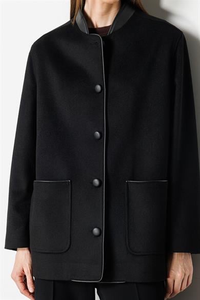 Deri Yakalı Dıştan Cepli Cup