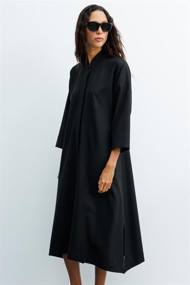 Dik Yaka Flanel Elbise