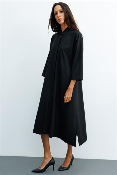 Dik Yaka Flanel Elbise