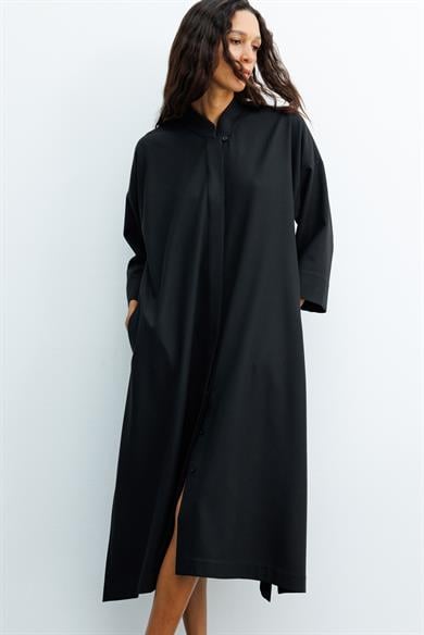 Dik Yaka Flanel Elbise