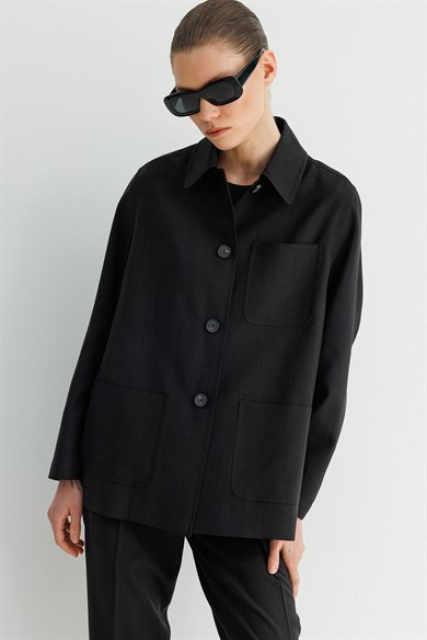Dıştan Cepli Astarsız Ceket