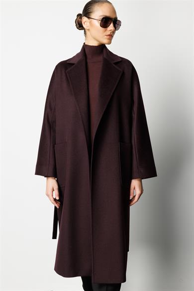 Dıştan Cepli Kemerli Manto