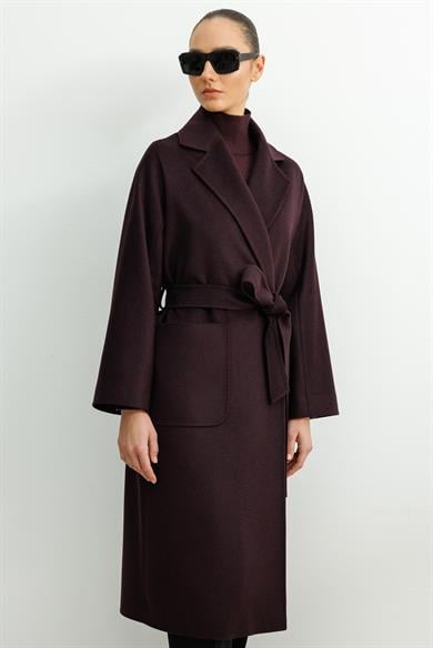 Dıştan Cepli Kemerli Manto