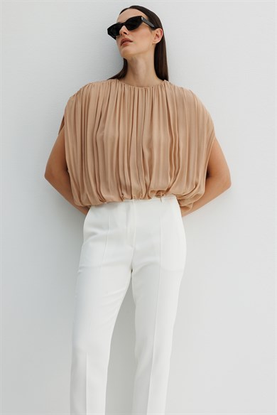 Drapeli Şifon Bluz