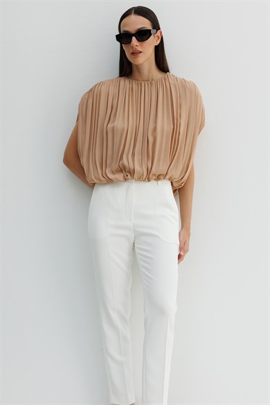 Drapeli Şifon Bluz