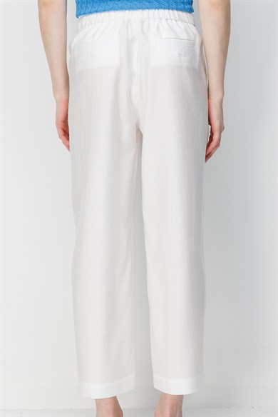 Elastan Kemerli Bağcıklı Pantolon