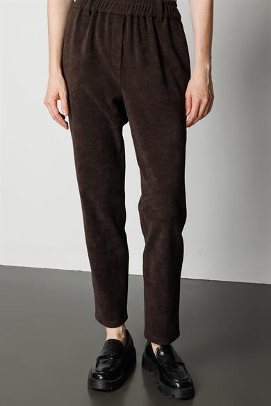 Elastan Kemerli Dar Paça Kadife Pantolon