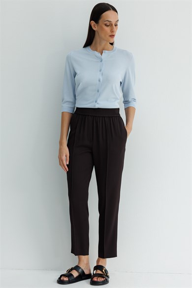Elastan Kemerli Dar Paça Pantolon