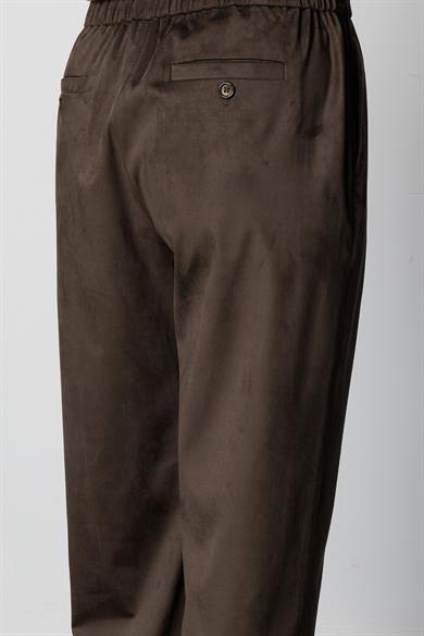 Elastan Kemerli Güderi Görünümlü Pantolon