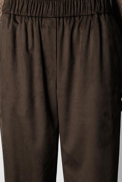 Elastan Kemerli Güderi Görünümlü Pantolon