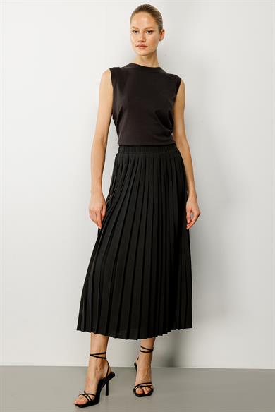Elastan Kemerli Krep Pilise Etek