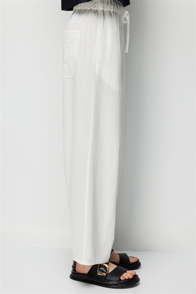 Elastan Kemerli Pensli Pantolon