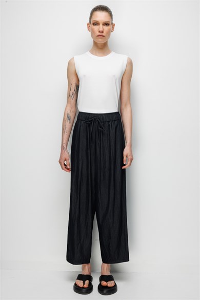 Elastan Kemerli Pensli Pantolon