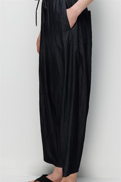 Elastan Kemerli Pensli Pantolon