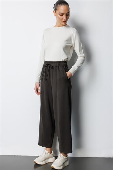 Elastan Kemerli Pensli Sweat Pantolon