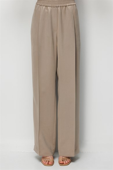 Elastan Kemerli Tek Pile Pantolon