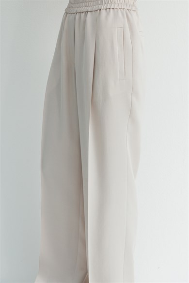 Elastan Kemerli Tek Pile Pantolon